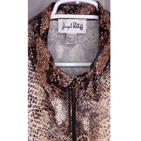 Joseph Ribkoff Snake Print Belted Zip Up Jacket Women's Size 12 - Picture 4 of 6